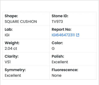 Cushion Shaped Lab Grown Diamond - 2.04CTW E/VS1 (TV973)