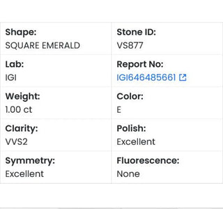 Square Emerald Cut Lab Grown Diamond - 1.00CTW E/VVS2 (VS877)