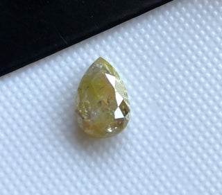 9.7mm/1.97CTW Clear Light Green Yellow Pear Shaped Faceted Rose Cut Diamond Loose, Natural Double Cut Loose Diamond For Ring, DDS779/2