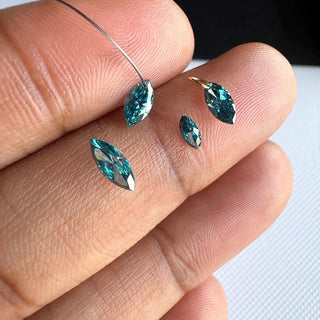 Loose Blue Lab Created Marquise Cut Diamond, Drilled/Undrilled/14k Gold Connector  Lab Grown Diamond Charm 3mm To 7mm Blue CVD Diamond, LG67
