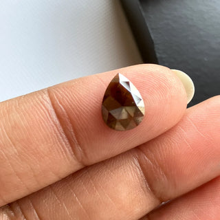 9.4mm/1.33CTW Clear Brown Pear Shaped Rose Cut Diamond Loose, Double Cut Faceted Rose Cut Loose Diamond For Ring, DDS779/3