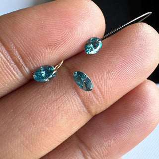 Lab Created Blue Oval Diamond Charm, Drilled/Undrilled, 14k Yellow Gold/White Gold Connector (3mm-7mm), LG68
