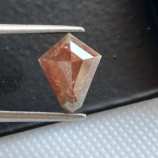 10.1mm/1.78CTW Clear Red/Peach Fancy Shield Shaped Rose Cut Loose Diamond, Faceted Flat Back Natural Red Diamond For Ring, DDS779/4