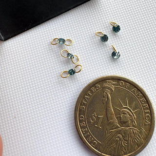 14k Gold Lab Grown Blue Diamond Connector: VS 3mm-5.5mm Drilled Round Brilliant Cut CVD Loose Diamond LG55