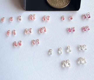14k Solid Gold Lab Made Diamond Briolette Connector Charms: Clear White CVD Diamond Charm Pendant For Earrings Necklace, LG65