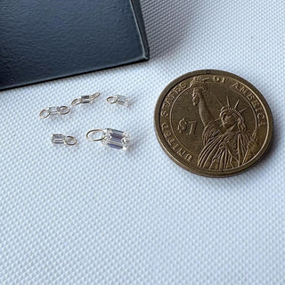 14k Gold Drilled Lab Grown Emerald Cut Diamond Connectors Loose Floating Diamond Jewelry VVS/EF 3mm To 7mm Drilled Cut