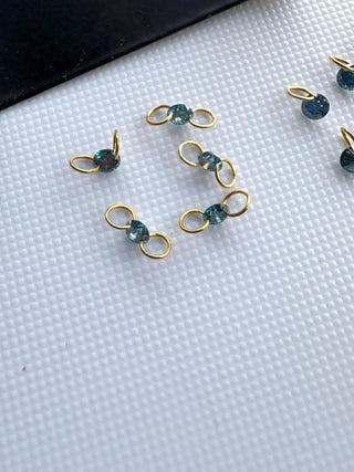 14k Gold Lab Grown Blue Diamond Connector: VS 3mm-5.5mm Drilled Round Brilliant Cut CVD Loose Diamond LG55