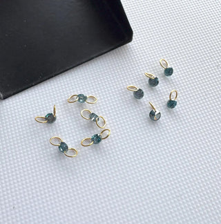 14k Gold Lab Grown Blue Diamond Connector: VS 3mm-5.5mm Drilled Round Brilliant Cut CVD Loose Diamond LG55