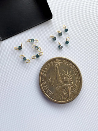 14k Gold Lab Grown Blue Diamond Connector: VS 3mm-5.5mm Drilled Round Brilliant Cut CVD Loose Diamond LG55