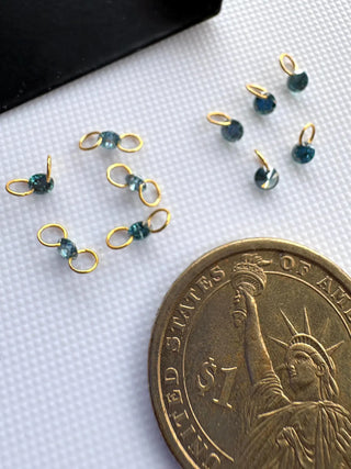 14k Gold Lab Grown Blue Diamond Connector: VS 3mm-5.5mm Drilled Round Brilliant Cut CVD Loose Diamond LG55