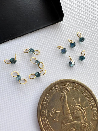 14k Gold Lab Grown Blue Diamond Connector: VS 3mm-5.5mm Drilled Round Brilliant Cut CVD Loose Diamond LG55