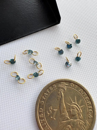 14k Gold Lab Grown Blue Diamond Connector: VS 3mm-5.5mm Drilled Round Brilliant Cut CVD Loose Diamond LG55