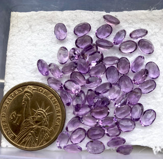 10 Pieces Natural Amethyst Oval Shaped Faceted Loose Gemstones Choose From 7mm/8mm/9mm/10mm/12mm/14mm Purple Amethyst, BB386