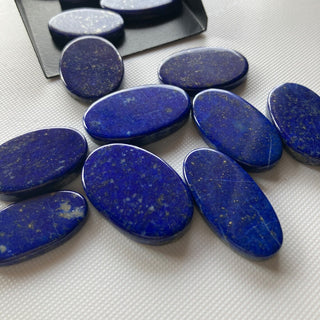 13 Piece Lot 25x18mm To 30x20mm Natural Lapis Lazuli Oval Shaped Blue Color Smooth Flat Back Loose Cabochons For Jewelry, GDS2274/22