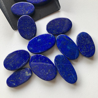 13 Piece Lot 25x18mm To 30x20mm Natural Lapis Lazuli Oval Shaped Blue Color Smooth Flat Back Loose Cabochons For Jewelry, GDS2274/22