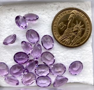 10 Pieces Natural Amethyst Oval Shaped Faceted Loose Gemstones Choose From 7mm/8mm/9mm/10mm/12mm/14mm Purple Amethyst, BB386