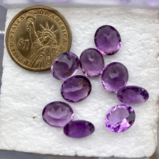 10 Pieces Natural Amethyst Oval Shaped Faceted Loose Gemstones Choose From 7mm/8mm/9mm/10mm/12mm/14mm Purple Amethyst, BB386