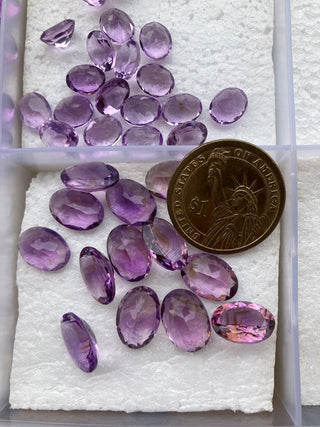 10 Pieces Natural Amethyst Oval Shaped Faceted Loose Gemstones Choose From 7mm/8mm/9mm/10mm/12mm/14mm Purple Amethyst, BB386