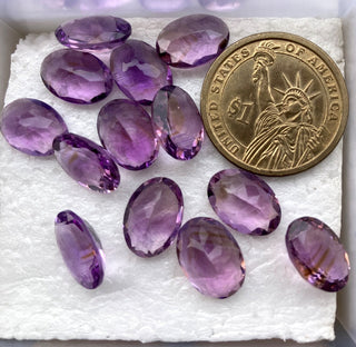 10 Pieces Natural Amethyst Oval Shaped Faceted Loose Gemstones Choose From 7mm/8mm/9mm/10mm/12mm/14mm Purple Amethyst, BB386