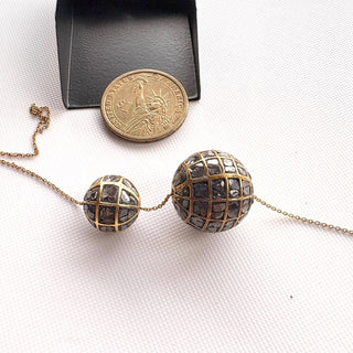 1 Piece Handmade 14mm/20mm Natural Black Diamond Slice Ball Beads, 22KT Gold Plated Large Hole Diamond Bead, Chain It And Wear It, DDS540
