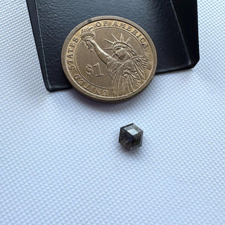 1.18CTW/7.1mm Clear Black Salt And Pepper Hexagon/Shield Shaped Rose Cut Loose Diamond, Faceted Rose Cut Diamond For Ring, DDS778/12