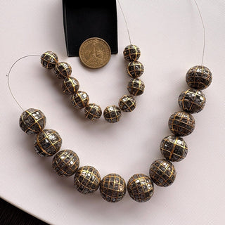 1 Piece Handmade 14mm/20mm Natural Black Diamond Slice Ball Beads, 22KT Gold Plated Large Hole Diamond Bead, Chain It And Wear It, DDS540