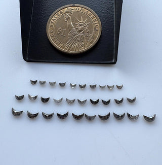 2 Pieces 3mm/4mm/5mm Black Salt and Pepper Half Crescent Moon Rose Cut Diamond Loose Cabochon, Calibrated Moon Shape Diamond, DDS680/40