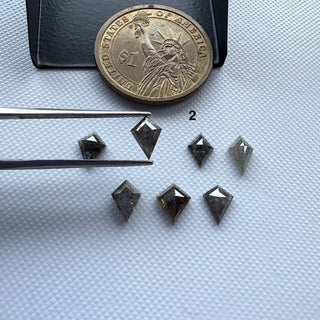 7.5mm to 8.5mm Clear Black Salt And Pepper Fancy Kite/Shield Shaped Rose Cut Diamond Loose, Faceted Rose Cut Diamond For Ring, DDS814/1-7