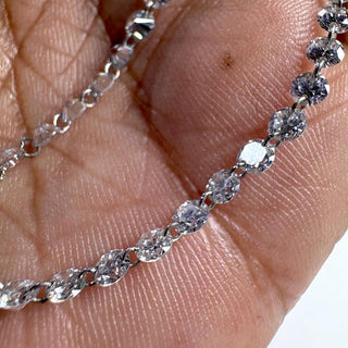 Drilled Lab Grown Diamond Loose Link Chain Yard Necklace In 14K Gold, VVS/EF Round Brilliant Cut Diamond For Floating Diamond Jewelry, LG28