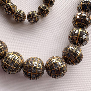 1 Piece Handmade 14mm/20mm Natural Black Diamond Slice Ball Beads, 22KT Gold Plated Large Hole Diamond Bead, Chain It And Wear It, DDS540
