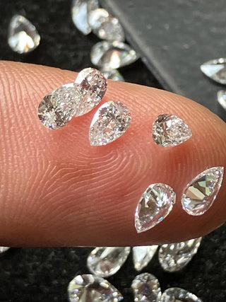 3mm to 7mm/0.10 To 0.75 Carat Lab Grown Pear Cut Diamond Loose VS/EF Pear Brilliant Cut CVD Diamond For Jewelry