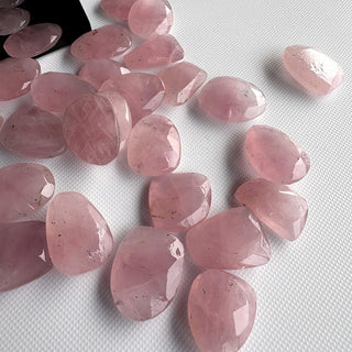6 Pieces 14mm To 17mm Each Rose Quartz Pink Color Rose Cut Flat Loose Cabochons, Natural Rose Quartz Rose Cut Gemstones loose, RS24