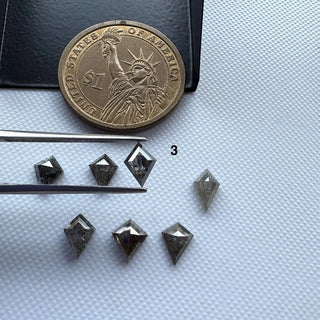 7.5mm to 8.5mm Clear Black Salt And Pepper Fancy Kite/Shield Shaped Rose Cut Diamond Loose, Faceted Rose Cut Diamond For Ring, DDS814/1-7