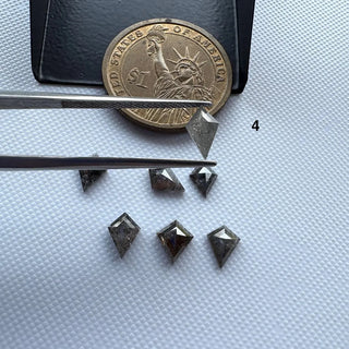 7.5mm to 8.5mm Clear Black Salt And Pepper Fancy Kite/Shield Shaped Rose Cut Diamond Loose, Faceted Rose Cut Diamond For Ring, DDS814/1-7