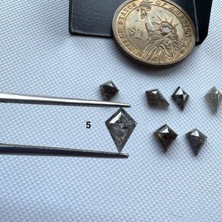 7.5mm to 8.5mm Clear Black Salt And Pepper Fancy Kite/Shield Shaped Rose Cut Diamond Loose, Faceted Rose Cut Diamond For Ring, DDS814/1-7