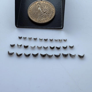 2 Pieces 3mm/4mm/5mm Black Salt and Pepper Half Crescent Moon Rose Cut Diamond Loose Cabochon, Calibrated Moon Shape Diamond, DDS680/40