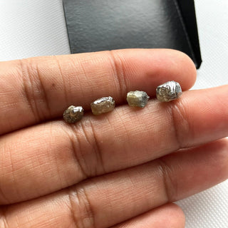 Set Of 4 Pieces/3.80CTW Raw Diamond Loose For Rings Necklace Jewelry, 5.5-7.4mm Clear Brown Smooth Raw Rough Earth Mined Diamonds, DDS785/1