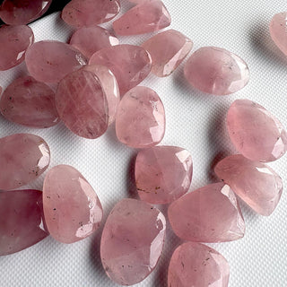 6 Pieces 14mm To 17mm Each Rose Quartz Pink Color Rose Cut Flat Loose Cabochons, Natural Rose Quartz Rose Cut Gemstones loose, RS24