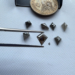 7.5mm to 8.5mm Clear Black Salt And Pepper Fancy Kite/Shield Shaped Rose Cut Diamond Loose, Faceted Rose Cut Diamond For Ring, DDS814/1-7