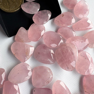 6 Pieces 14mm To 17mm Each Rose Quartz Pink Color Rose Cut Flat Loose Cabochons, Natural Rose Quartz Rose Cut Gemstones loose, RS24