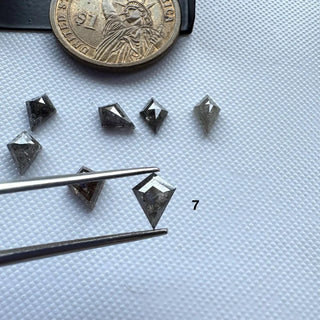 7.5mm to 8.5mm Clear Black Salt And Pepper Fancy Kite/Shield Shaped Rose Cut Diamond Loose, Faceted Rose Cut Diamond For Ring, DDS814/1-7