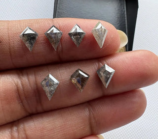 7.5mm to 8.5mm Clear Black Salt And Pepper Fancy Kite/Shield Shaped Rose Cut Diamond Loose, Faceted Rose Cut Diamond For Ring, DDS814/1-7