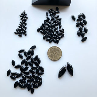 Marquise Shape Black Onyx Cabochon, 8x4mm/10x5mm/12x6mm/14x7mm/25x10mm Calibrated Onyx Marquise, Natural Smooth Black Onyx Stone, B04