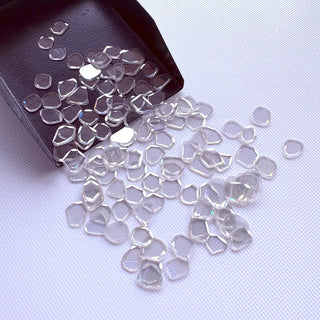 30 Pieces Wholesale White Moissanite Rose Cut, Flat Back Rose Cut Moissanite Cabochon, Mossanite Slice, 7mm To 10mm, MO4