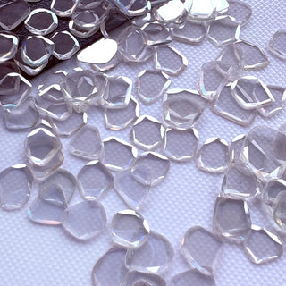 5 Pieces 8mm to 10mm & 11mm To 14mm White Moissanite Flat Back Rose Cut Cabochon, Rose Cut Diamond Slice, Moissanite Rose Cut Slice, MO8