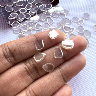 30 Pieces Wholesale White Moissanite Rose Cut, Flat Back Rose Cut Moissanite Cabochon, Mossanite Slice, 7mm To 10mm, MO4