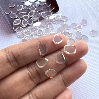 30 Pieces Wholesale White Moissanite Rose Cut, Flat Back Rose Cut Moissanite Cabochon, Mossanite Slice, 7mm To 10mm, MO4