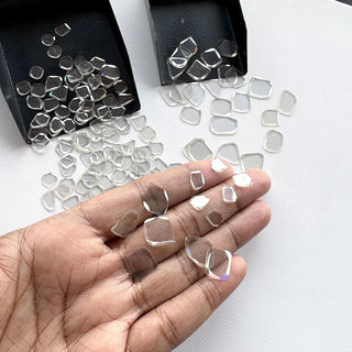 5 Pieces 8mm to 10mm & 11mm To 14mm White Moissanite Flat Back Rose Cut Cabochon, Rose Cut Diamond Slice, Moissanite Rose Cut Slice, MO8