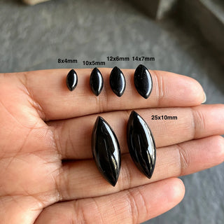Marquise Shape Black Onyx Cabochon, 8x4mm/10x5mm/12x6mm/14x7mm/25x10mm Calibrated Onyx Marquise, Natural Smooth Black Onyx Stone, B04