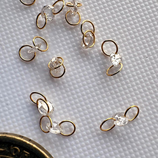 14K Solid Gold Round Rose Cut Lab Grown Diamond Loose Connector, Diamond slices for Floating Diamond Jewelry 3mm To 8mm LG54